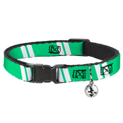 Cat Collar Breakaway - Hash Mark Stripe Double Green Silver Breakaway Cat Collars Buckle-Down