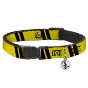 Cat Collar Breakaway - Hash Mark Stripe Double Gold Black Breakaway Cat Collars Buckle-Down