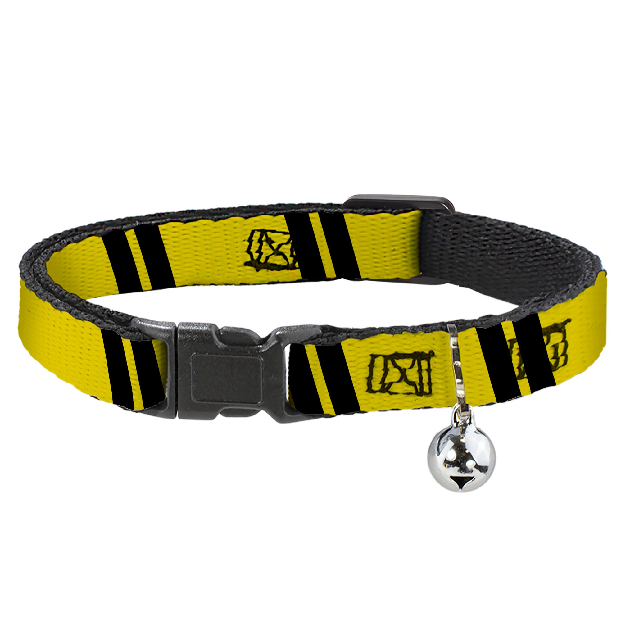 Cat Collar Breakaway - Hash Mark Stripe Double Gold Black Breakaway Cat Collars Buckle-Down