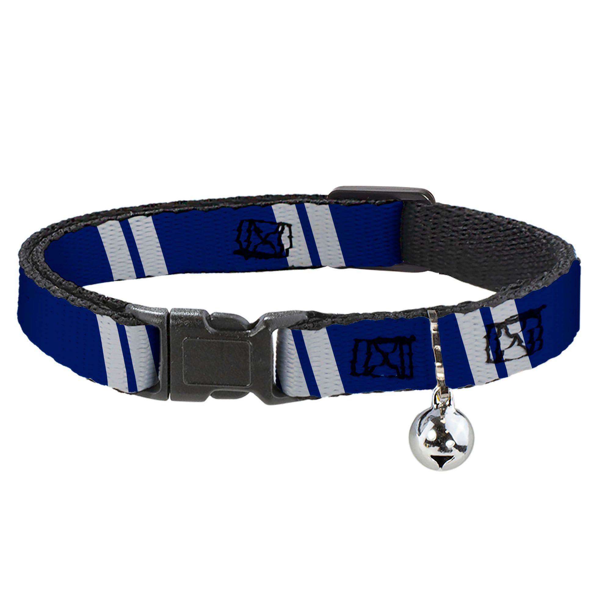 Cat Collar Breakaway - Hash Mark Stripe Double Navy Silver Breakaway Cat Collars Buckle-Down