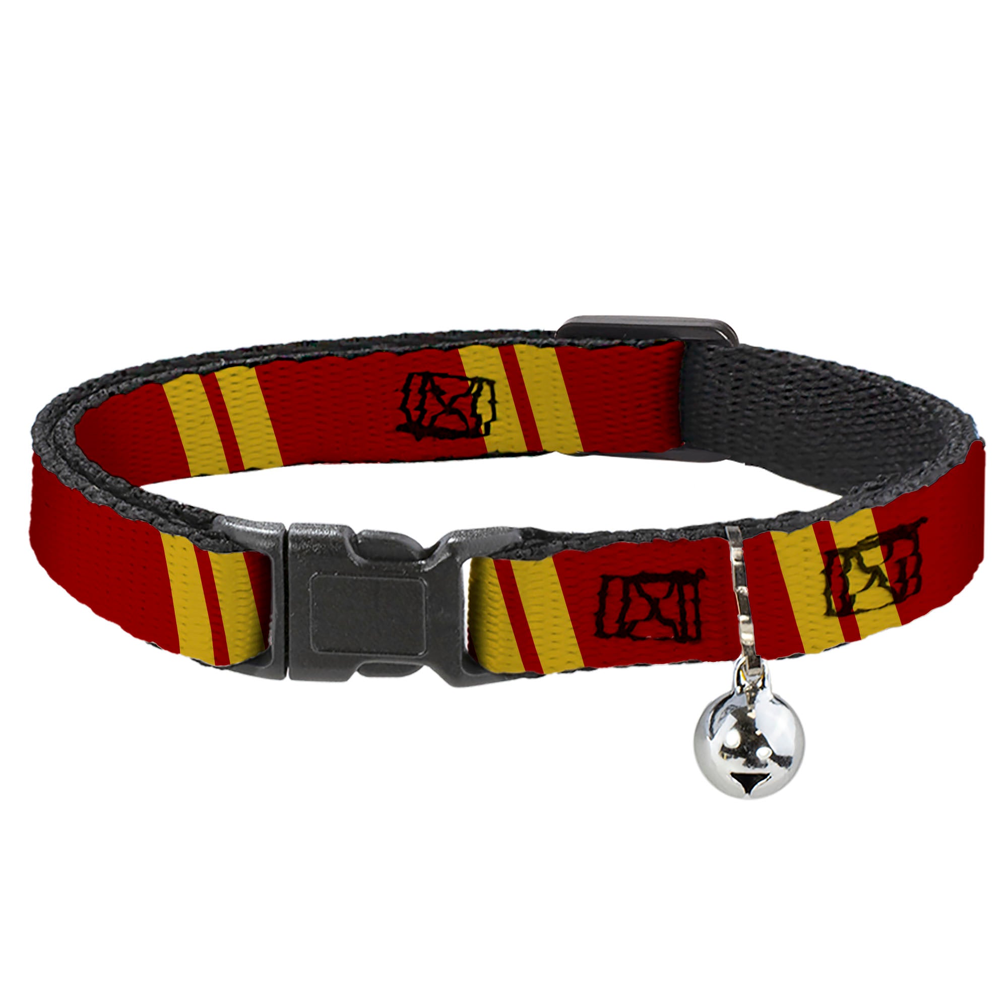 Cat Collar Breakaway - Hash Mark Stripe Double Maroon Gold Breakaway Cat Collars Buckle-Down