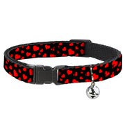 Cat Collar Breakaway - Hearts Scattered Black Red Breakaway Cat Collars Buckle-Down
