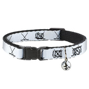 Cat Collar Breakaway with Bell - Hockey Sticks and Puck White Black Breakaway Cat Collars Buckle-Down