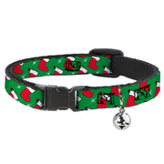Breakaway Cat Collar with Bell - Holiday Christmas Stocking and Star Green/WhiteRed Breakaway Cat Collars Buckle-Down