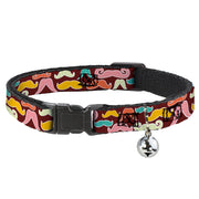 Cat Collar Breakaway - Mustaches Brown Multi Pastel Breakaway Cat Collars Buckle-Down