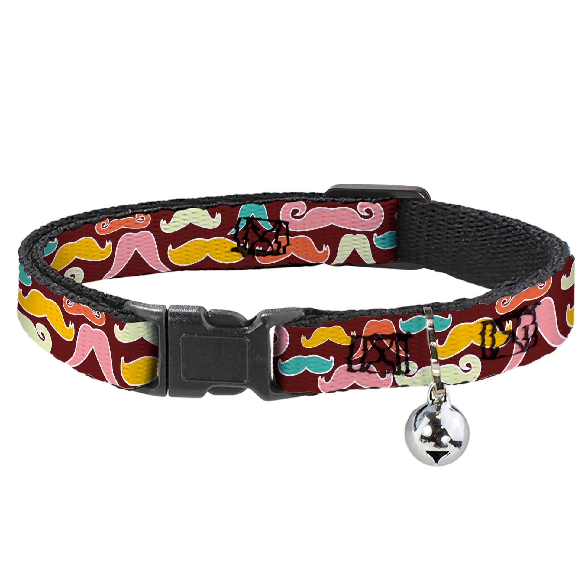 Cat Collar Breakaway - Mustaches Brown Multi Pastel Breakaway Cat Collars Buckle-Down