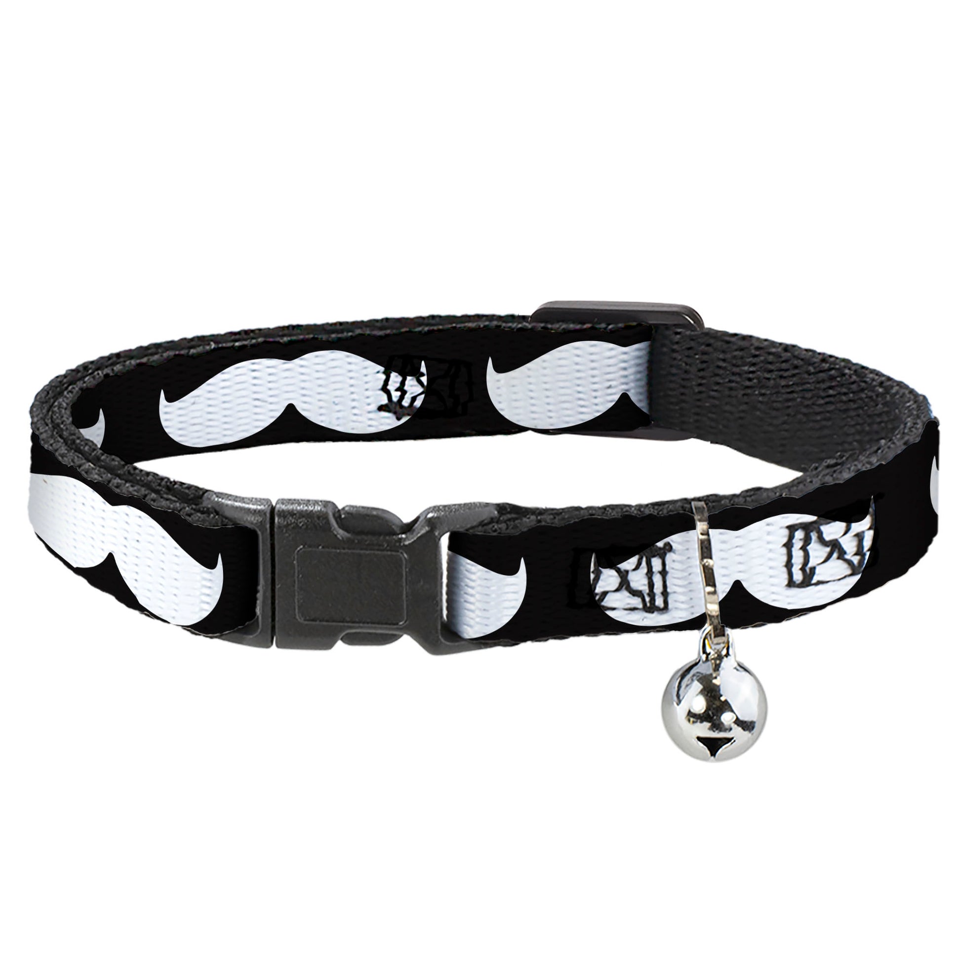 Cat Collar Breakaway - Mustache Black White Breakaway Cat Collars Buckle-Down