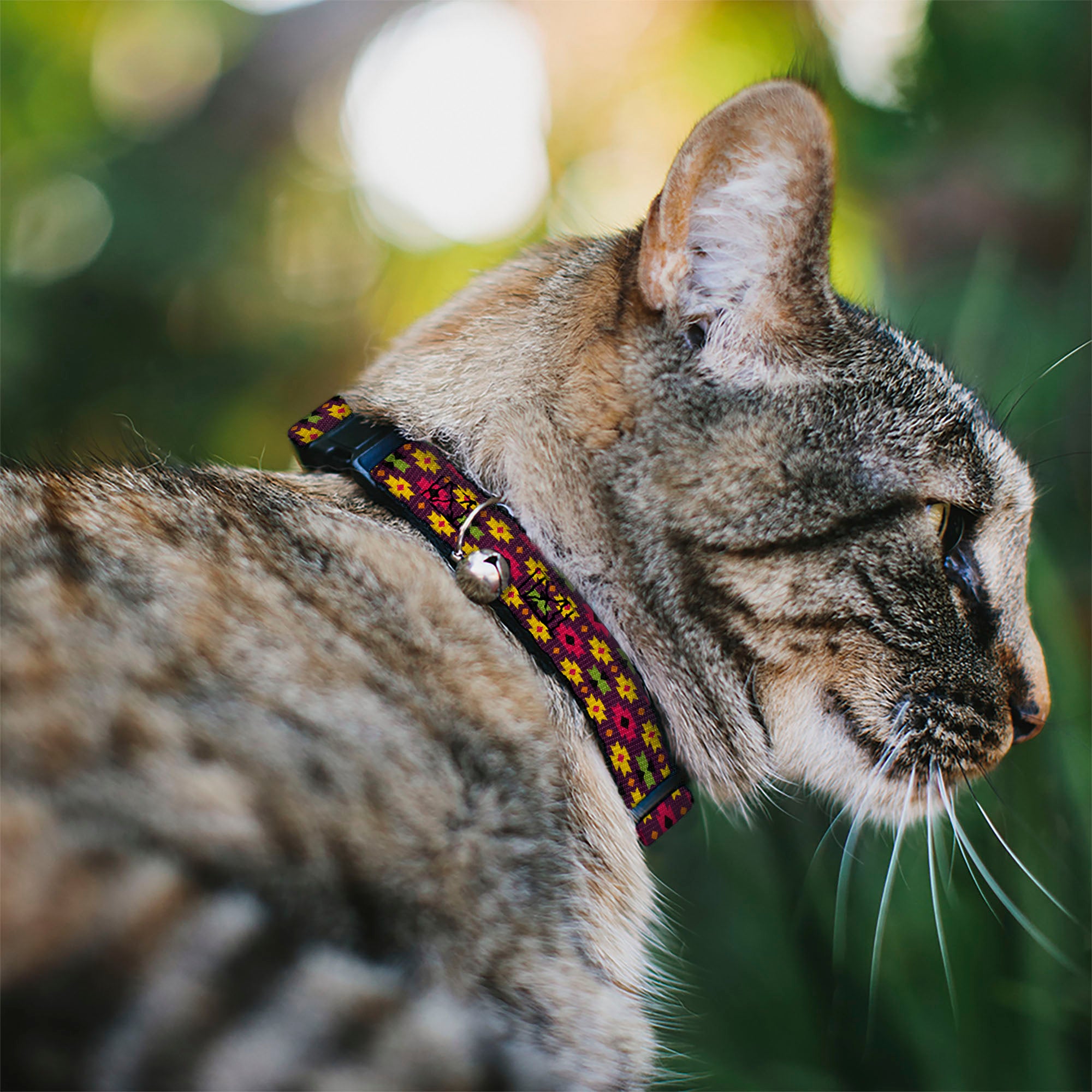 Cat Collar Breakaway - Mini Navajo Purple Yellow Pink Green Breakaway Cat Collars Buckle-Down