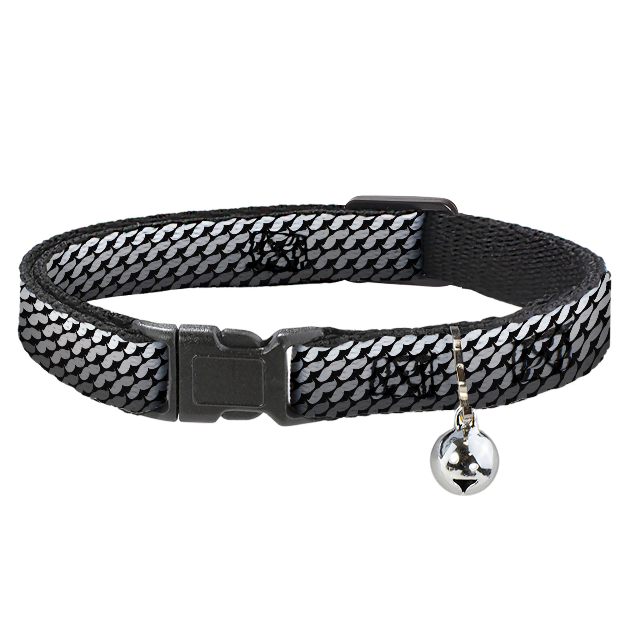 Cat Collar Breakaway - Mustache Monogram Black Grays Breakaway Cat Collars Buckle-Down