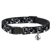 Cat Collar Breakaway - Multi Top Skulls Stacked Blak Gray White Breakaway Cat Collars Buckle-Down