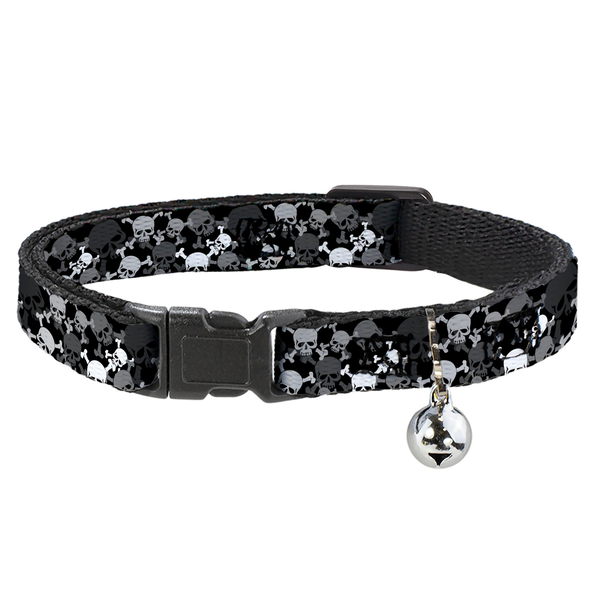 Cat Collar Breakaway - Multi Top Skulls Stacked Blak Gray White Breakaway Cat Collars Buckle-Down