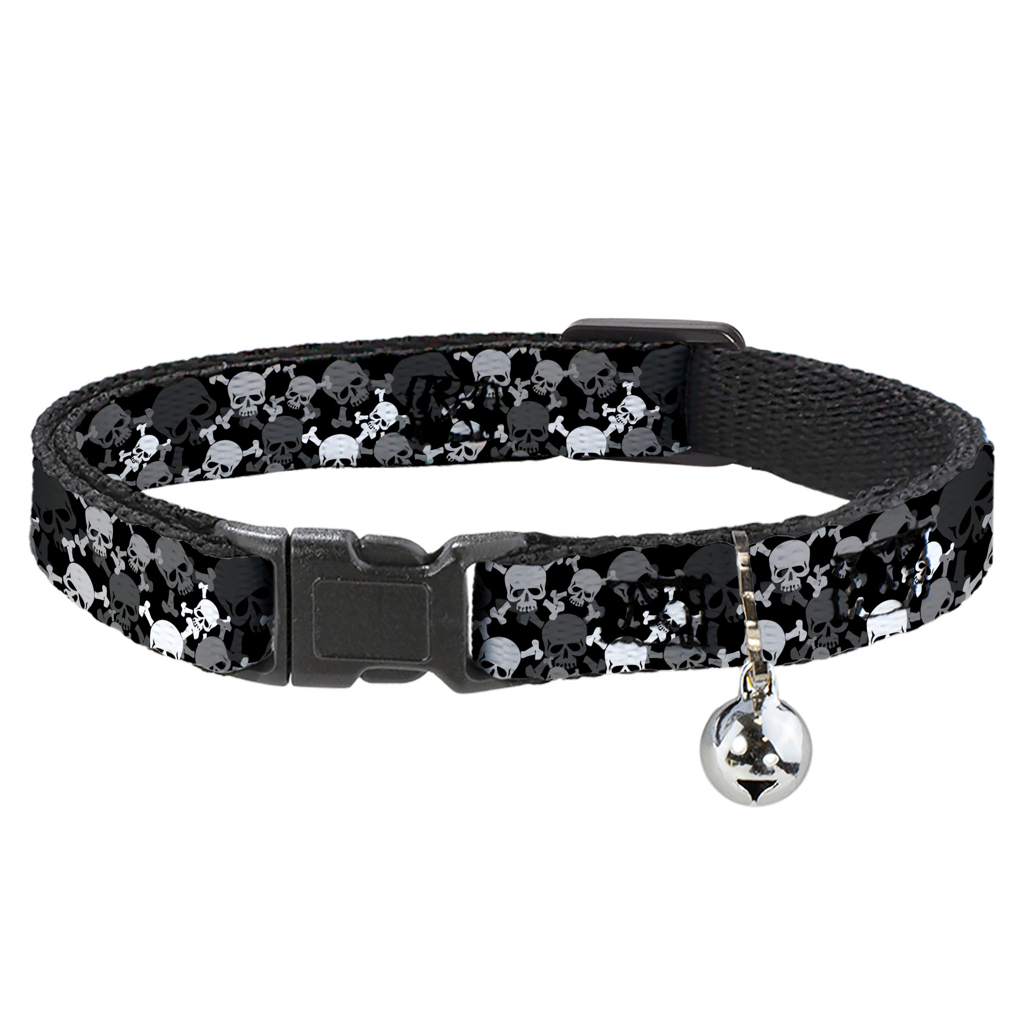 Cat Collar Breakaway - Multi Top Skulls Stacked Blak Gray White Breakaway Cat Collars Buckle-Down