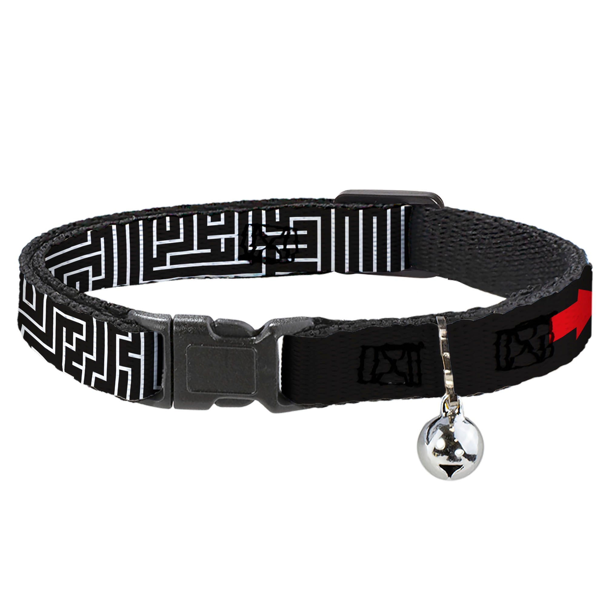 Cat Collar Breakaway - Maze Black White Red Breakaway Cat Collars Buckle-Down