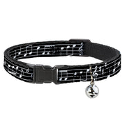 Cat Collar Breakaway - Music Notes Black White Breakaway Cat Collars Buckle-Down