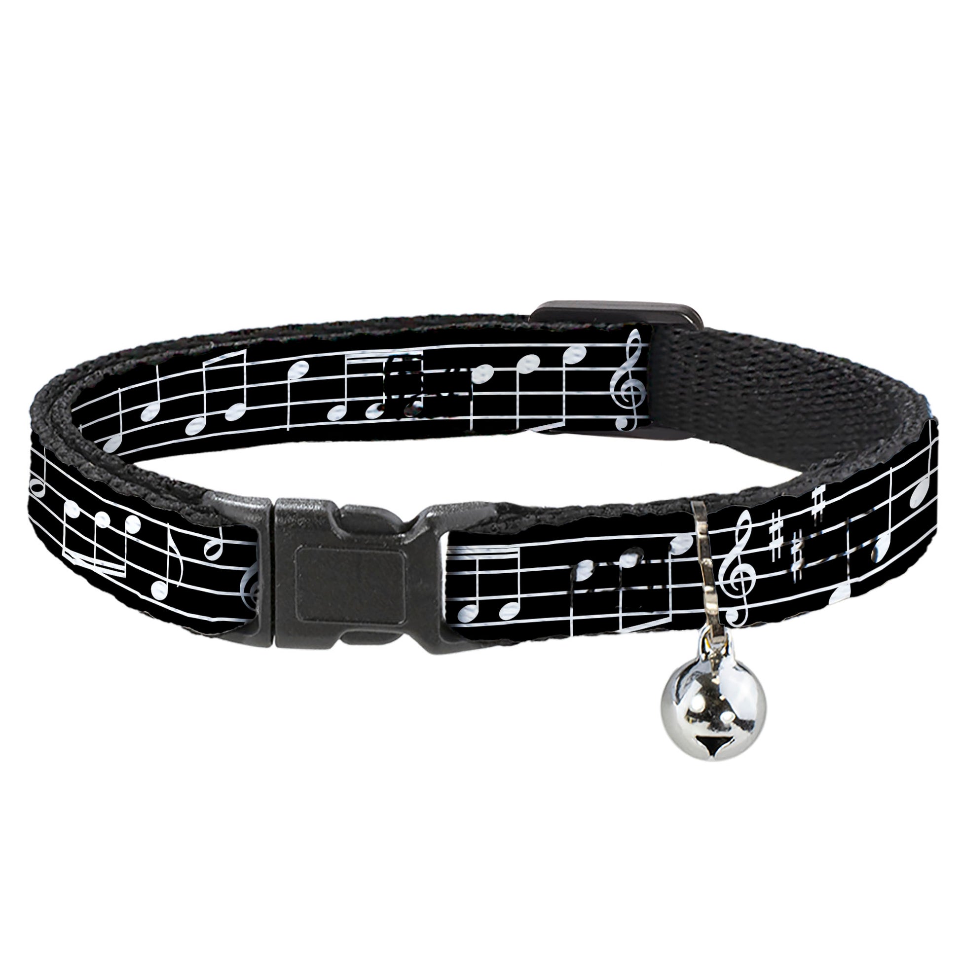 Cat Collar Breakaway - Music Notes Black White Breakaway Cat Collars Buckle-Down