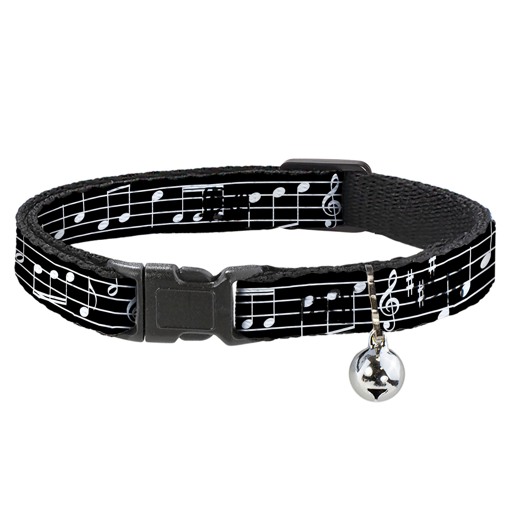 Cat Collar Breakaway - Music Notes Black White Breakaway Cat Collars Buckle-Down