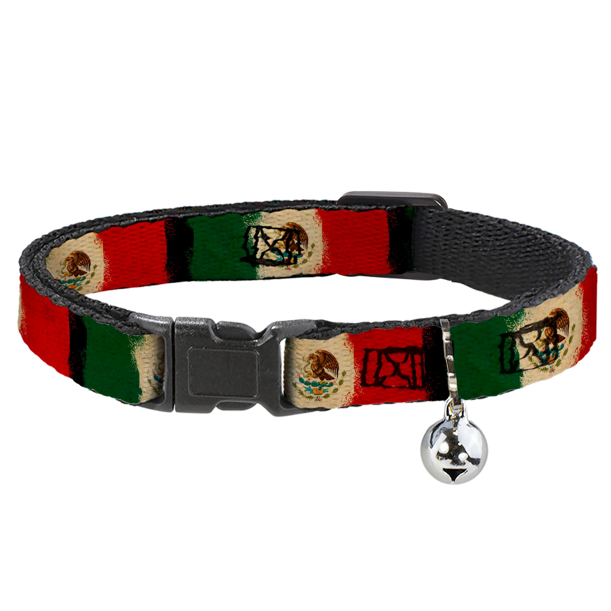 Cat Collar Breakaway - Mexico Flag Distressed Painting Breakaway Cat Collars Buckle-Down