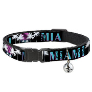 Cat Collar Breakaway - MIAMI Palm Trees Black White Pink Teal Breakaway Cat Collars Buckle-Down