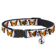 Cat Collar Breakaway - Monarch Butterfly Repeat White Breakaway Cat Collars Buckle-Down