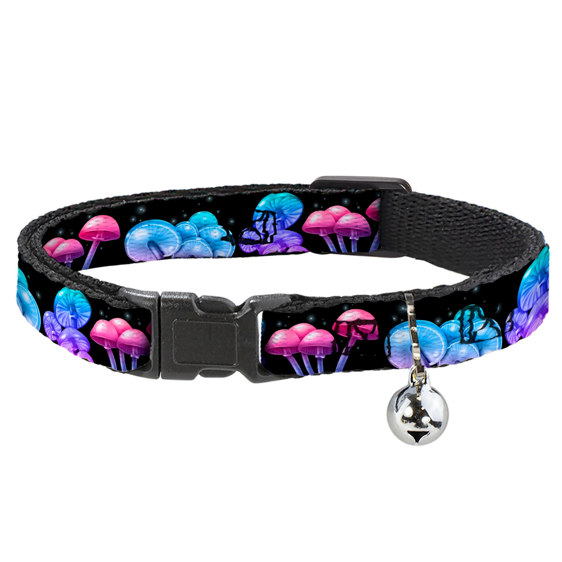 Cat Collar Breakaway with Bell - Mushroom Glow Black Multi Color Breakaway Cat Collars Buckle-Down