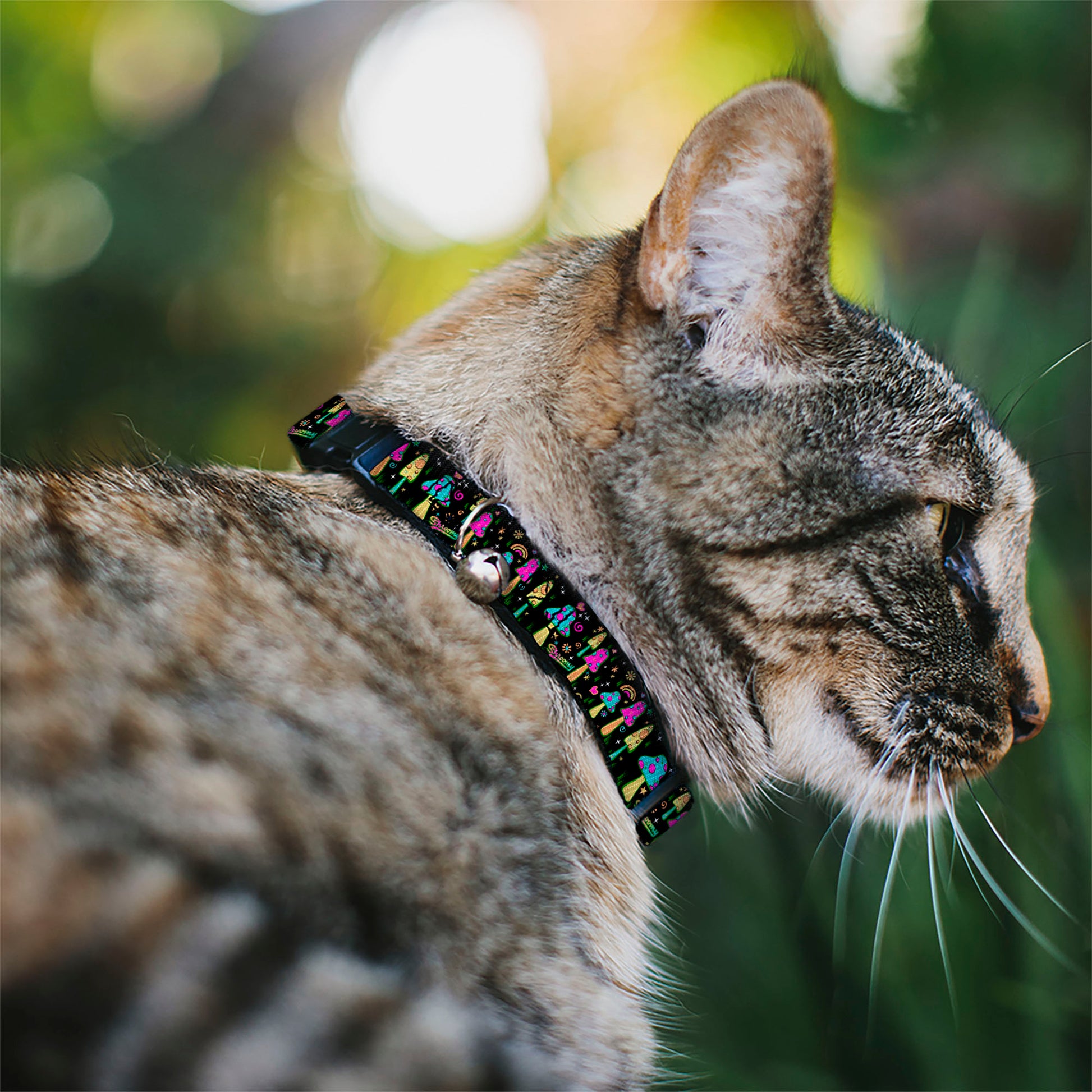 Cat Collar Breakaway with Bell - Mushroom SHROOMY Garden Black Multi Color Breakaway Cat Collars Buckle-Down