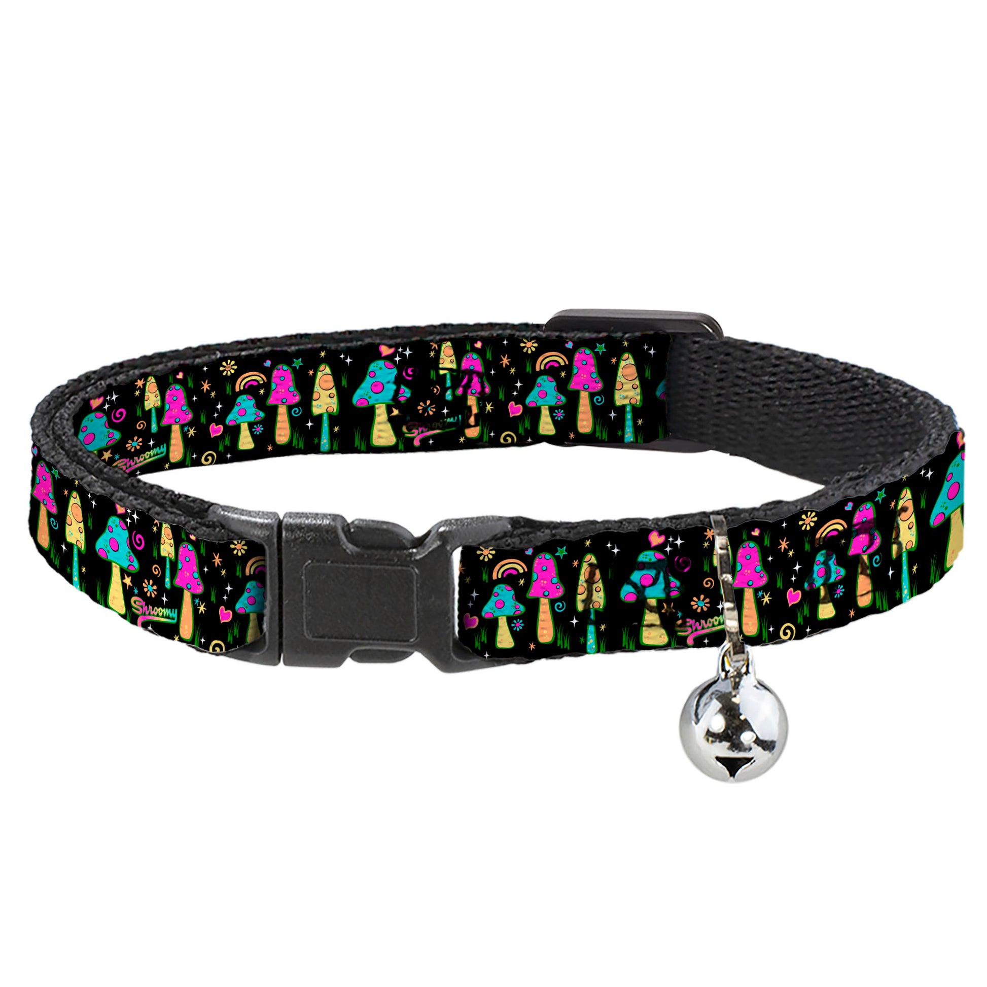 Cat Collar Breakaway with Bell - Mushroom SHROOMY Garden Black Multi Color Breakaway Cat Collars Buckle-Down