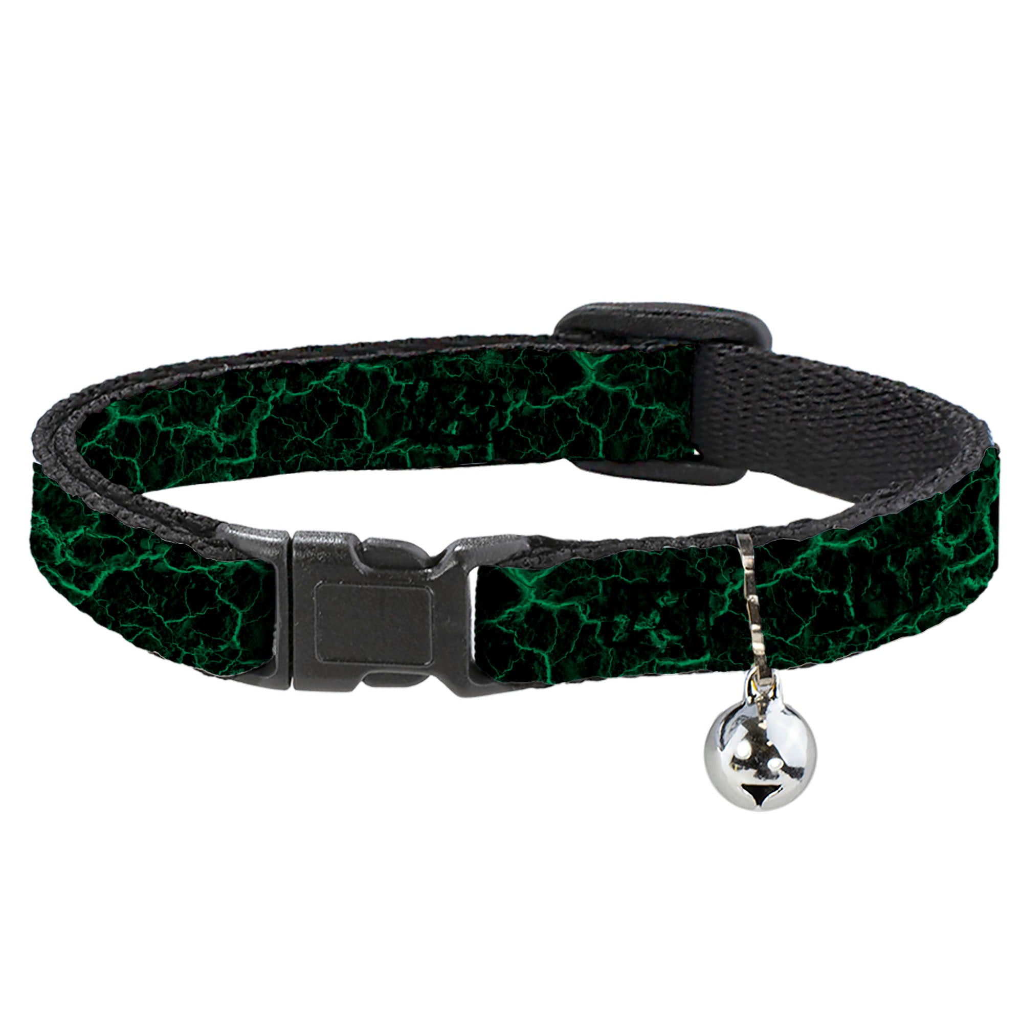 Breakaway Cat Collar with Bell - Marble Black/Green Breakaway Cat Collars Buckle-Down   