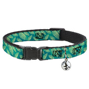 Cat Collar Breakaway - Palm Leaves Stacked Pastel Greens Breakaway Cat Collars Buckle-Down