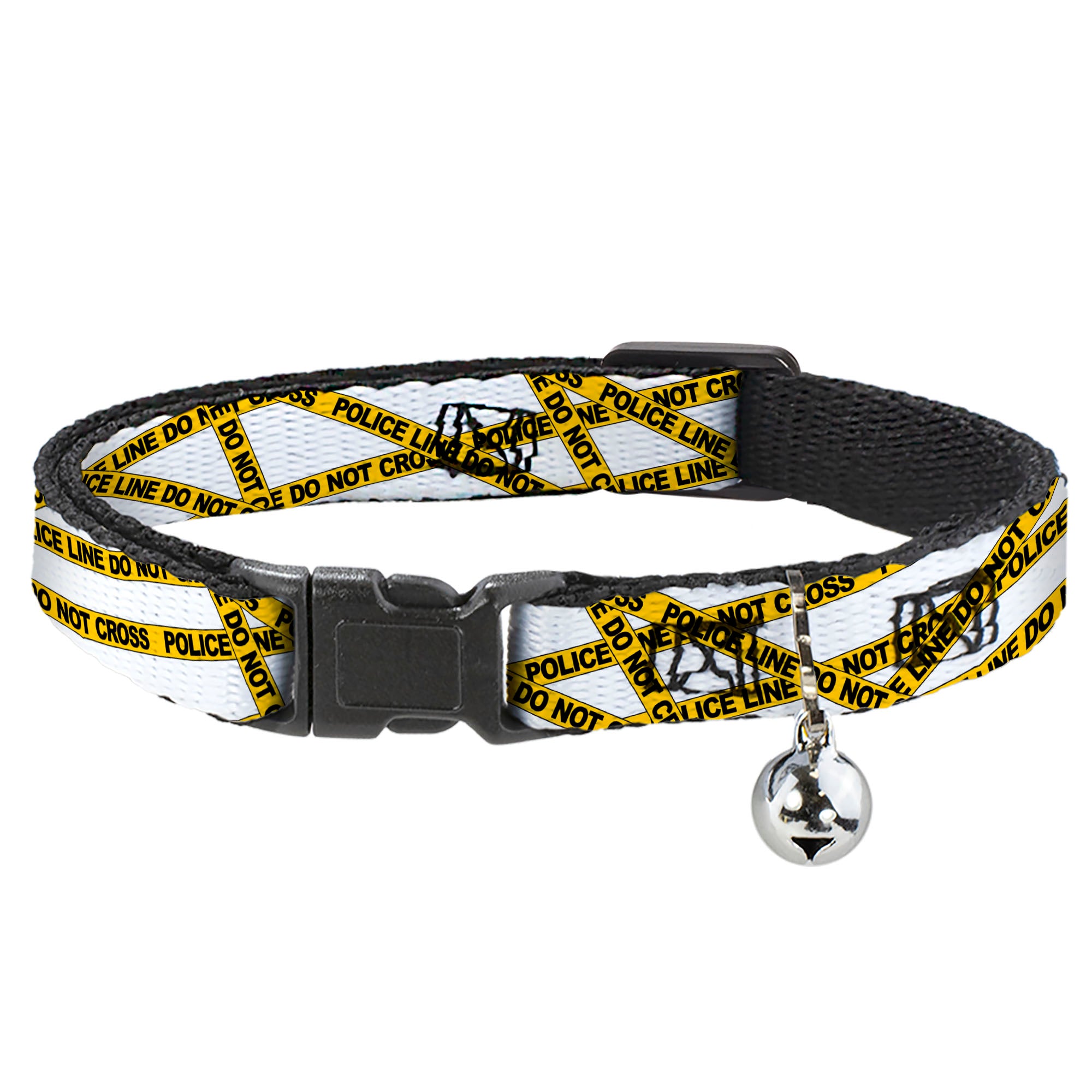 Cat Collar Breakaway - Police Line White Yellow Breakaway Cat Collars Buckle-Down