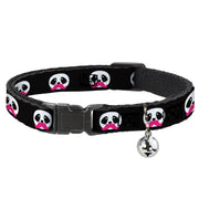 Cat Collar Breakaway - Panda Face w Pink Mustache Breakaway Cat Collars Buckle-Down