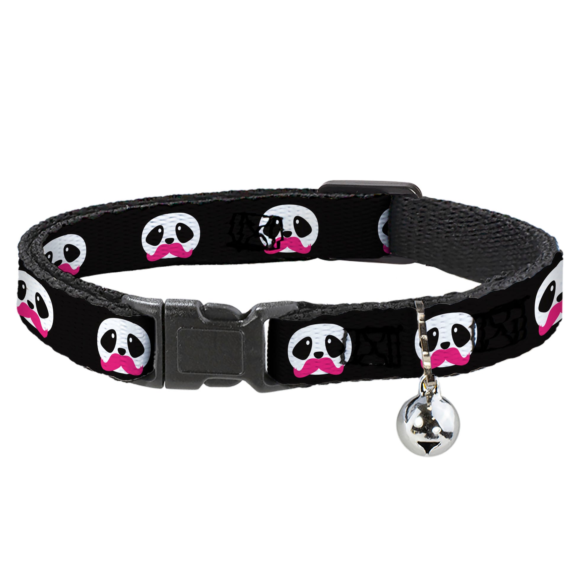 Cat Collar Breakaway - Panda Face w Pink Mustache Breakaway Cat Collars Buckle-Down