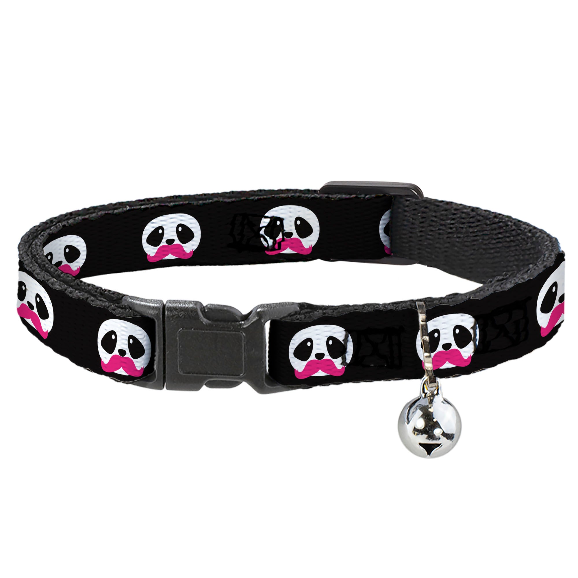 Cat Collar Breakaway - Panda Face w Pink Mustache Breakaway Cat Collars Buckle-Down