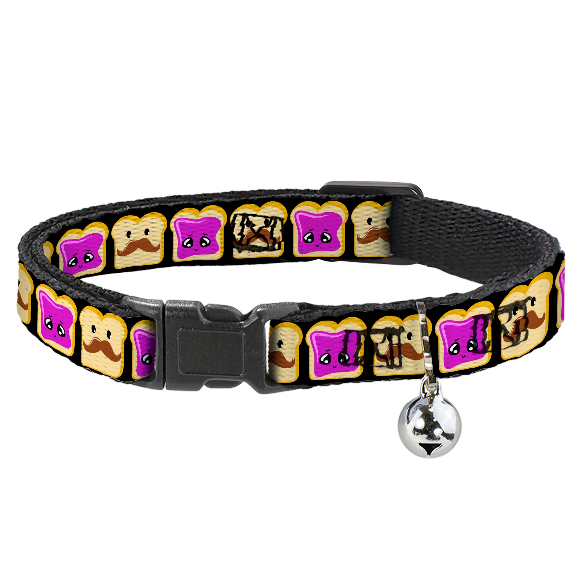 Cat Collar Breakaway - Peanut Butter w Mustache & Jelly Breakaway Cat Collars Buckle-Down