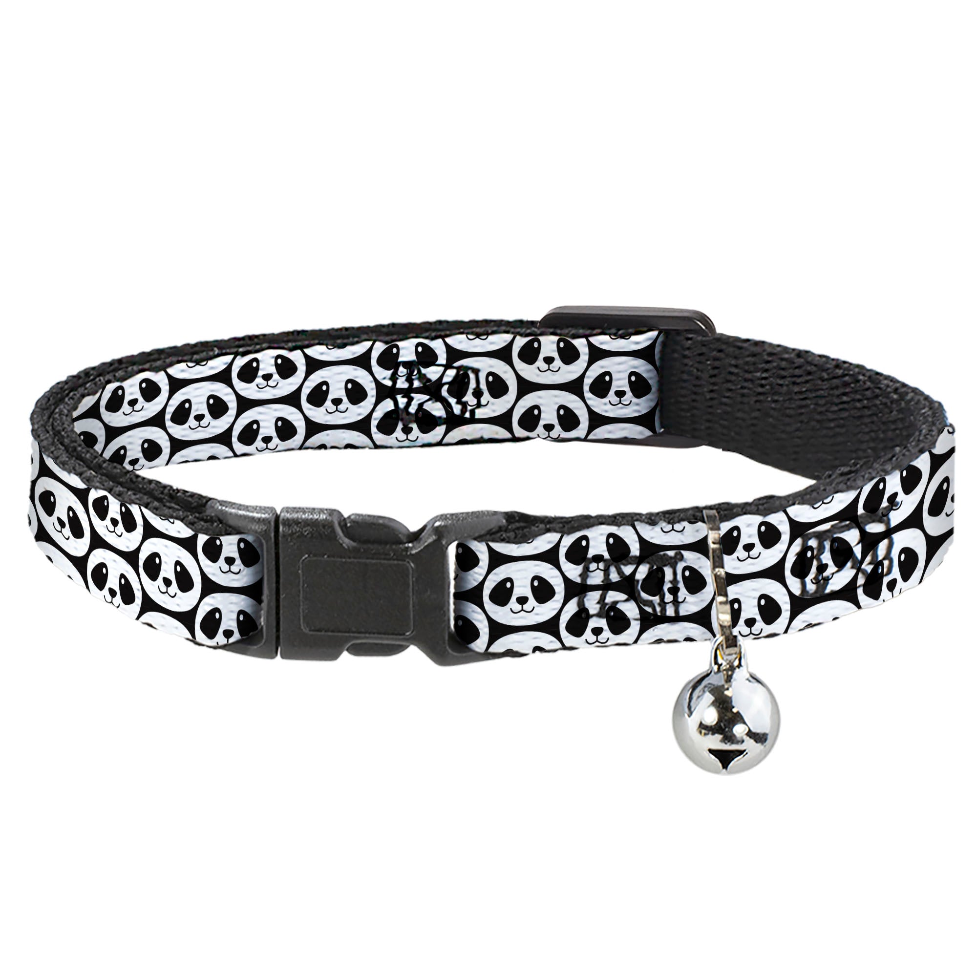 Cat Collar Breakaway - Smiling Panda Repeat Black White Breakaway Cat Collars Buckle-Down