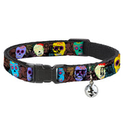 Cat Collar Breakaway - Painted Sugar Skulls & Flowers Collage Breakaway Cat Collars Buckle-Down