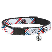 Cat Collar Breakaway - Plaid X White Red Turquoise Gray Breakaway Cat Collars Buckle-Down