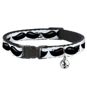 Cat Collar Breakaway - Plastic Mustache White Black Breakaway Cat Collars Buckle-Down