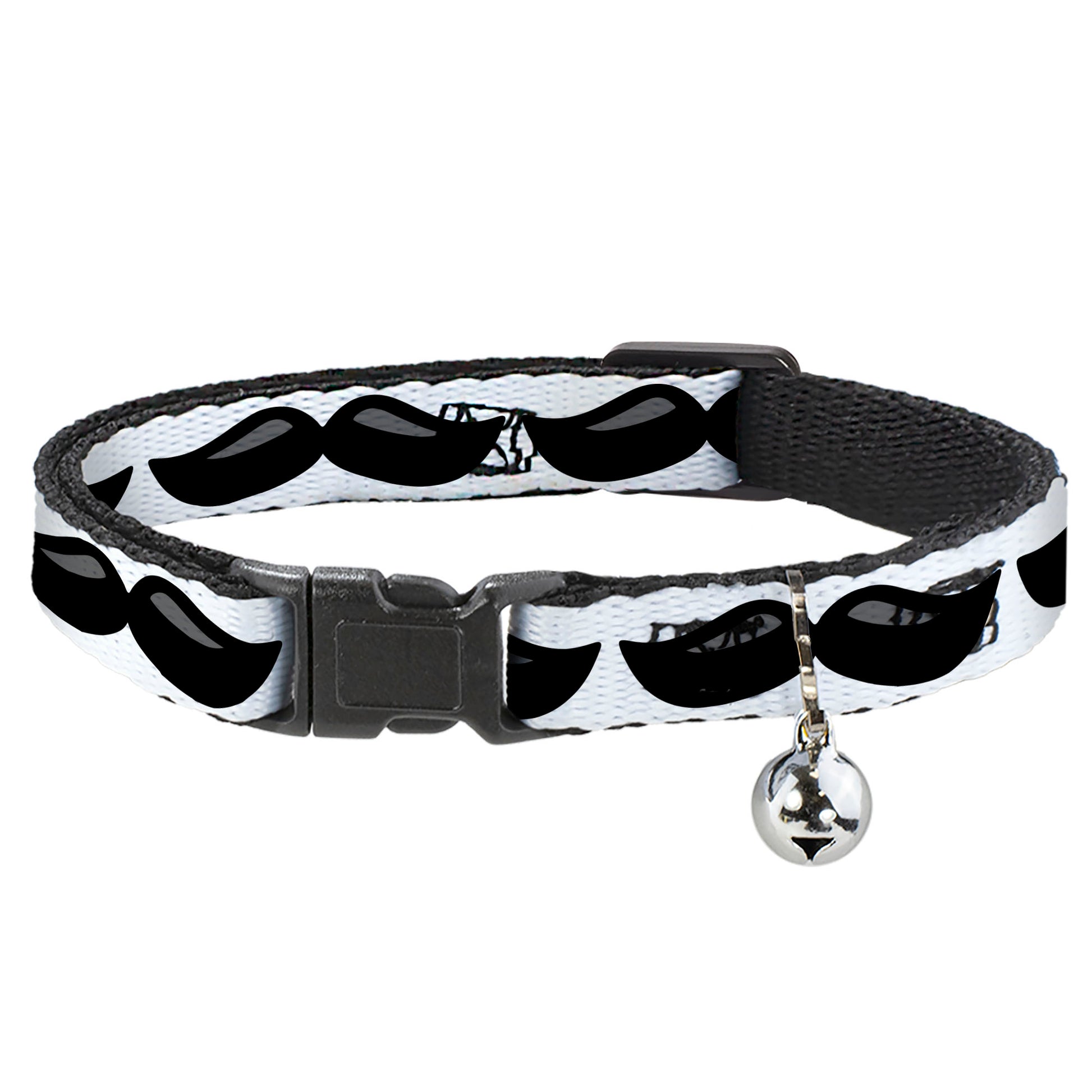 Cat Collar Breakaway - Plastic Mustache White Black Breakaway Cat Collars Buckle-Down