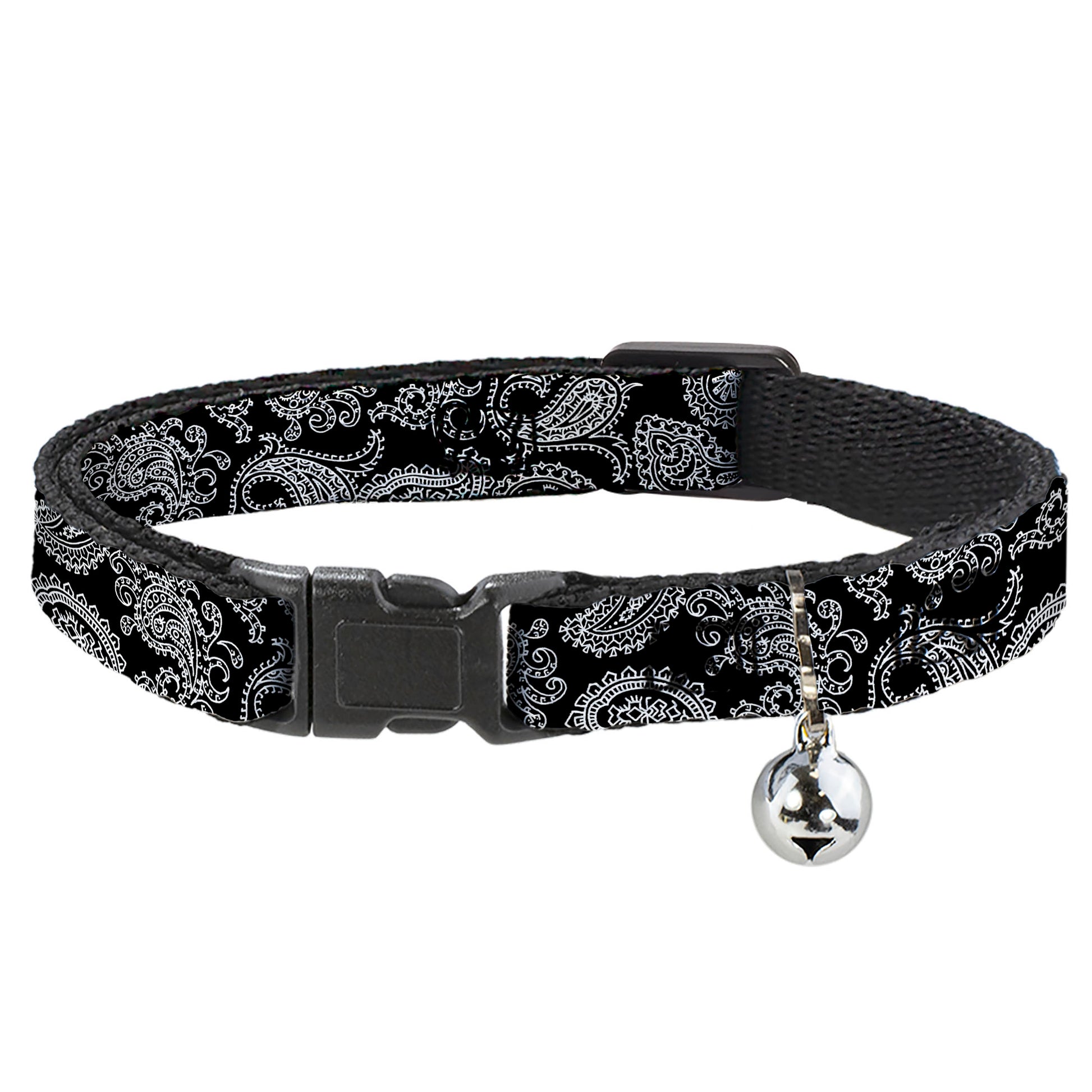 Cat Collar Breakaway - Paisley2 Black White Breakaway Cat Collars Buckle-Down