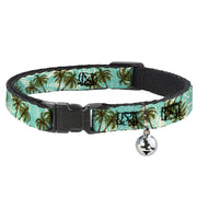 Cat Collar Breakaway - Palm Trees Swaying Tan Teal Breakaway Cat Collars Buckle-Down