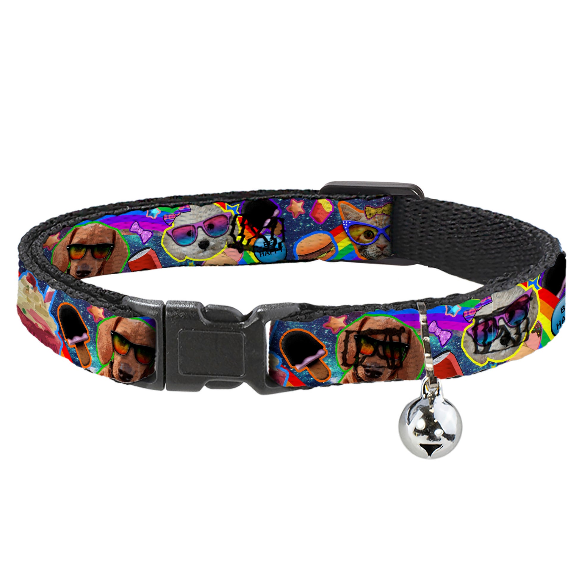 Cat Collar Breakaway - Pets & Snacks Rainbow Collage Breakaway Cat Collars Buckle-Down