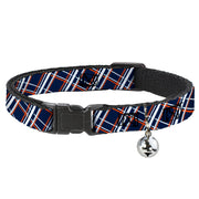 Cat Collar Breakaway - Plaid X2 Navy White Orange Breakaway Cat Collars Buckle-Down