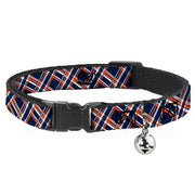 Cat Collar Breakaway - Plaid X3 Navy Orange White Breakaway Cat Collars Buckle-Down