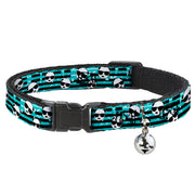 Cat Collar Breakaway - Multi Panda w Sunglasses Stripe Turquoise Black Breakaway Cat Collars Buckle-Down