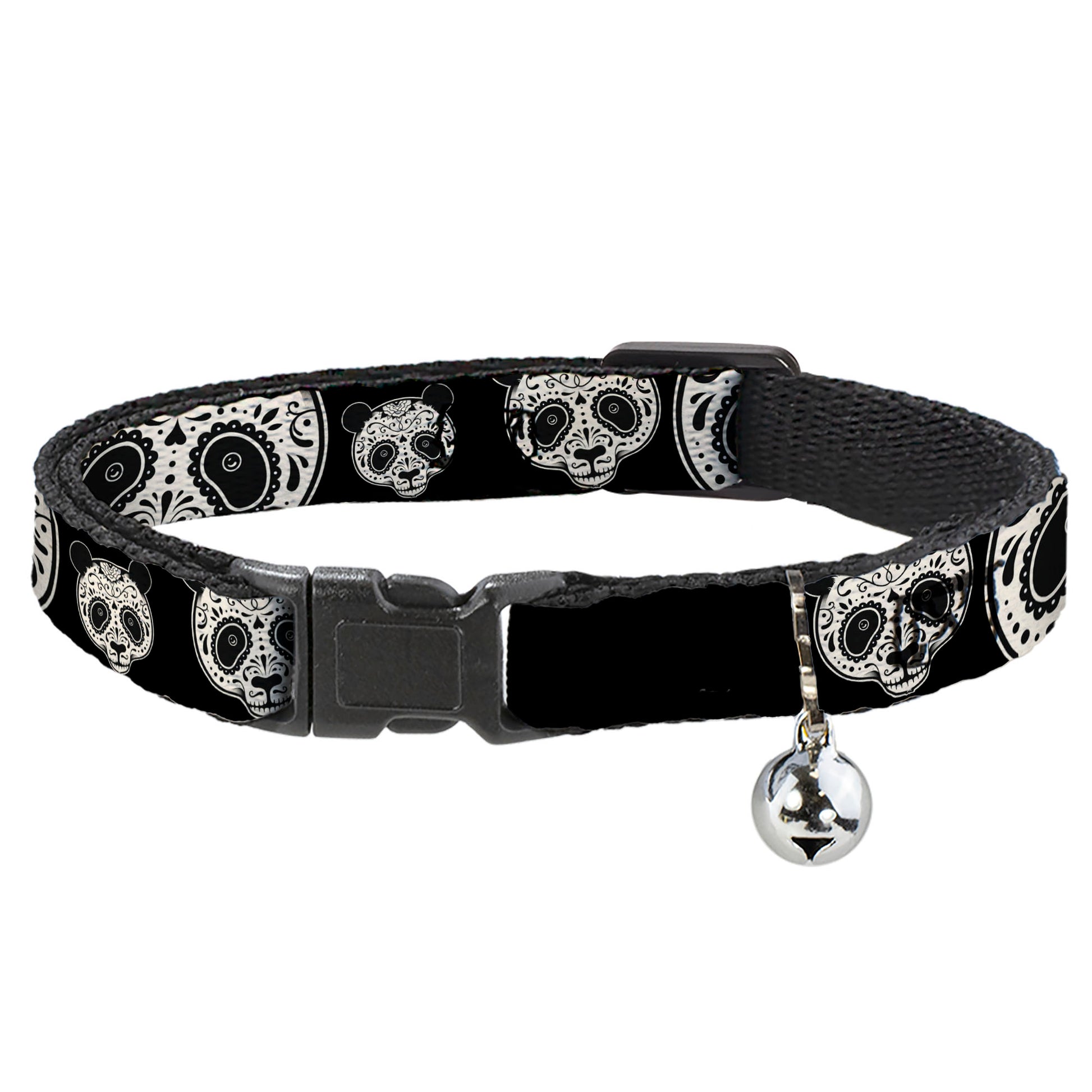 Cat Collar Breakaway - Panda Bear Sugar Skull Black White Breakaway Cat Collars Buckle-Down