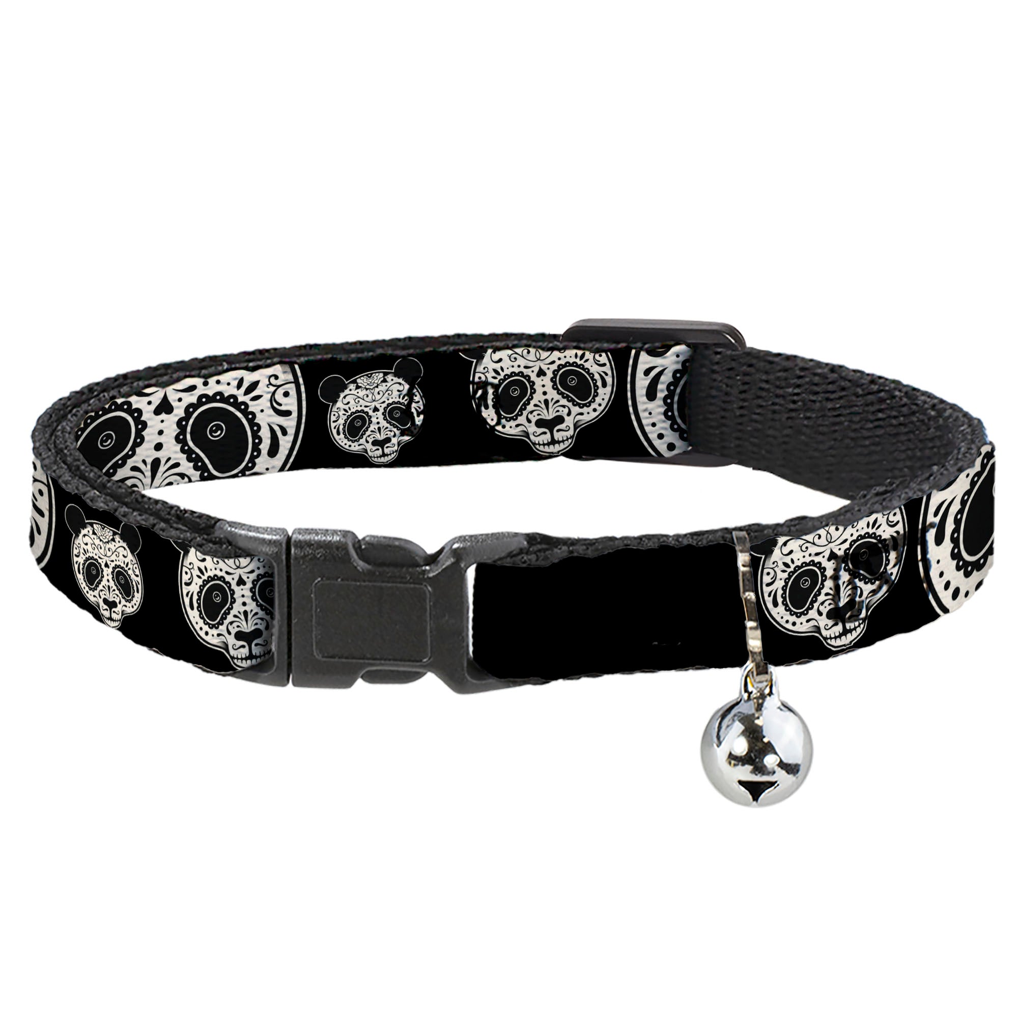 Cat Collar Breakaway - Panda Bear Sugar Skull Black White Breakaway Cat Collars Buckle-Down