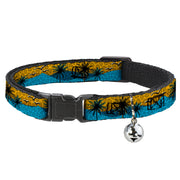 Cat Collar Breakaway - Palm Trees & Gulls Leopard Brown Blue Breakaway Cat Collars Buckle-Down