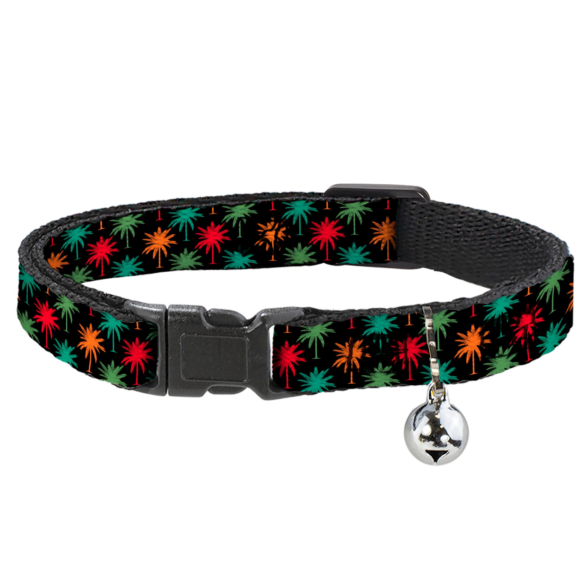 Cat Collar Breakaway - Palm Trees Black Multi Color Breakaway Cat Collars Buckle-Down