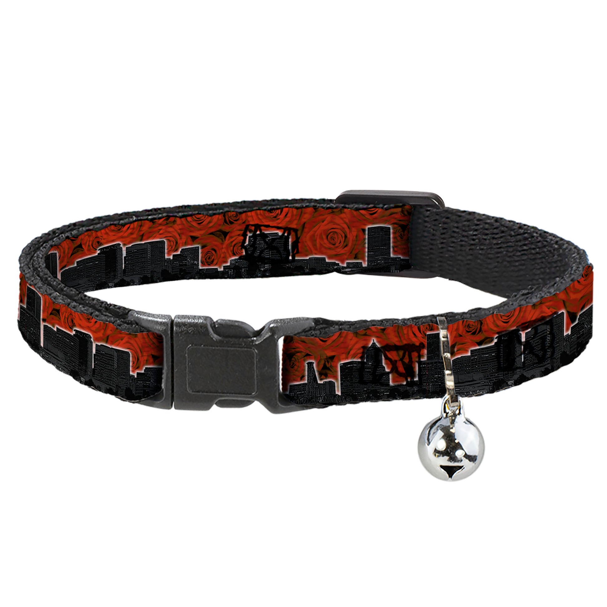 Cat Collar Breakaway - Portland Vivid Skyline Red Roses Black Breakaway Cat Collars Buckle-Down