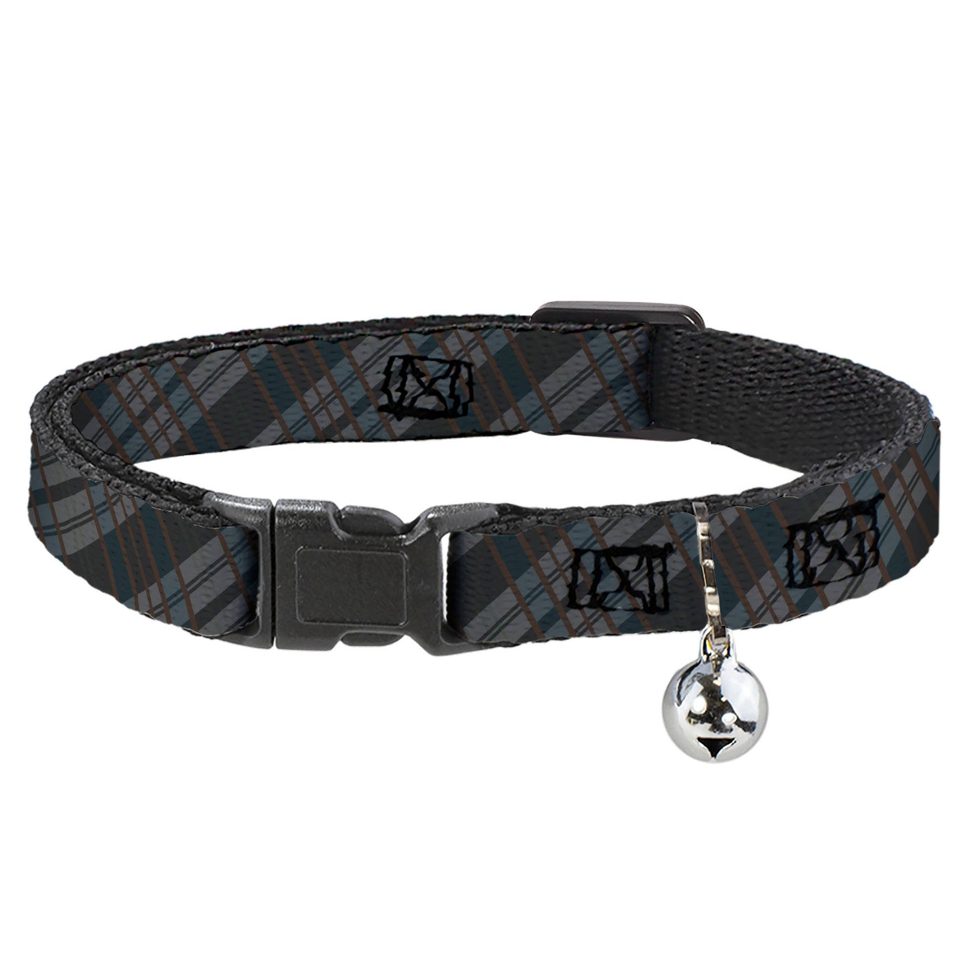 Cat Collar Breakaway - Plaid Gray Black Brown Breakaway Cat Collars Buckle-Down